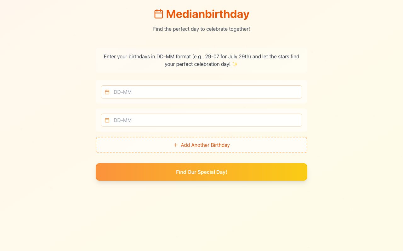 MedianBirthday project screenshot